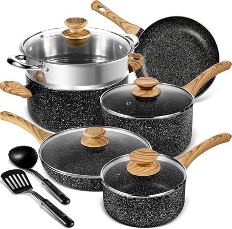 MICHELANGELO Pots and Pans Set Nonstick, Granite Cookware Set 12 Pcs ...