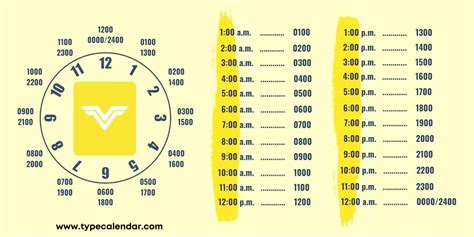 Free Printable Military Time Chart Templates - Master The 24-Hour Clock ...