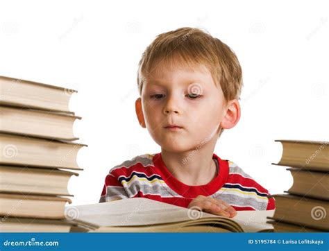 Funny kid with books stock photo. Image of intent, attentive - 5195784