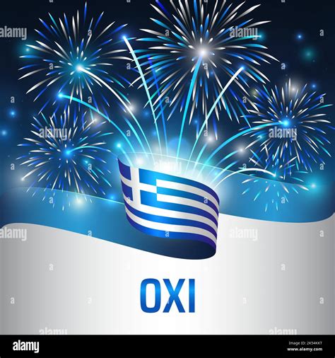 October 28, greece ohi day, vector template with greek flag, colorful ...