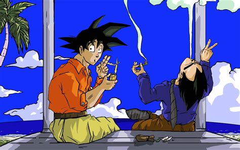 Download Goku And Vegeta Smoking Weed Wallpaper | Wallpapers.com