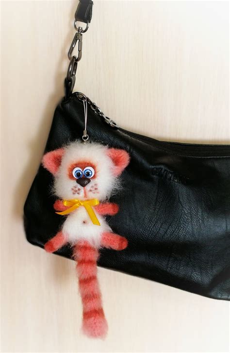 Cat keychain handmade stuffed animal Crochet cat bag charm | Etsy