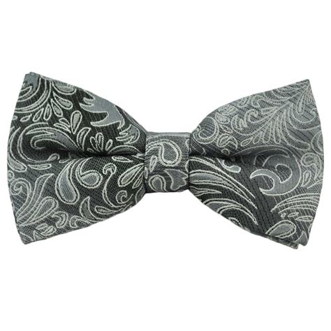 Silver Paisley Silk Bow Tie from Ties Planet UK