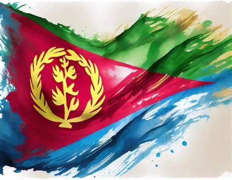 Premium Photo | Art brush watercolor painting of Eritrea flag blown in ...