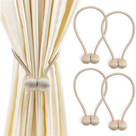 4-Pack Window Curtain Tiebacks Magnetic Hook, Decorative Rope Curtain ...