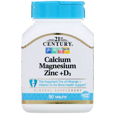 كالسيوم ومغنيسيوم وزنك ود3 90 قرص 21st Century, Calcium Magnesium Zinc ...