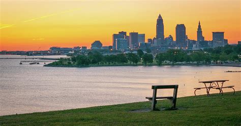 Cleveland Ohio City Skyline Sunrise Lake Erie Photograph by Aaron ...