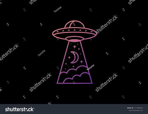 Silhouette Line Ufo Space Ship Alien Stock Vector (Royalty Free ...