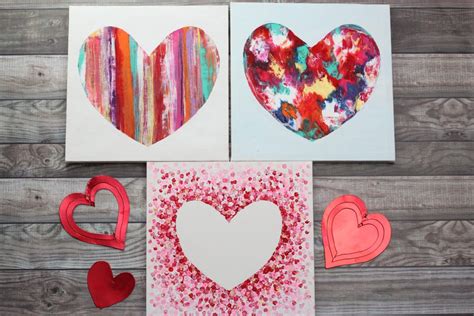 Heart Painting on Canvas - 3 ways! Easy Tutorial for Kids & Adults.