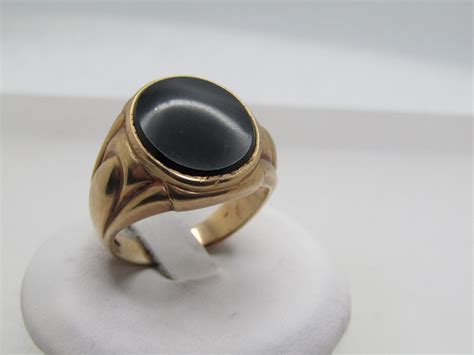 Vintage 10kt Men's Onyx Ring, Sz. 8.5, 1950's-1960's