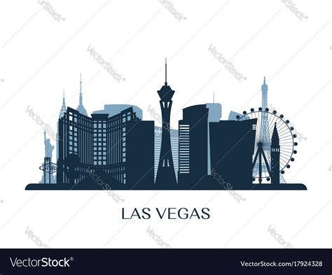 Las vegas skyline monochrome silhouette Royalty Free Vector