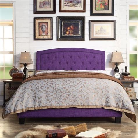 Twin Full Queen King Purple Upholstered Platform Bed Frame Tufted ...