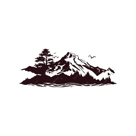 Premium Vector | Mountain landscape silhouette isolated on white ...