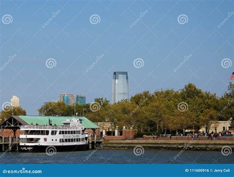 Ferry Arrives at Ellis Island Editorial Photo - Image of cruise ...