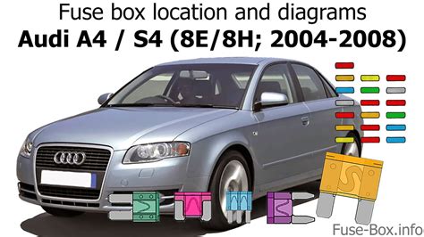 Fuse box location and diagrams: Audi A4 / S4 (8E/8H; 2004-2008) - YouTube