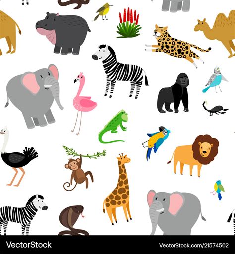 Africa animals pattern african cute drawing Vector Image