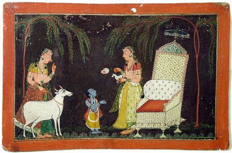 Yashoda gives Krishna a toy horse | Indian traditional paintings ...