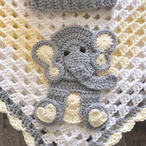 Crochet Baby Blanket - Baby Blanket - Handmade Baby Blanket - Elephant ...