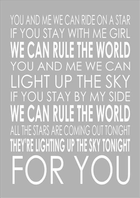 Rule The World Lyrics Take That Gift Word Art Wall Art Poster Print ...