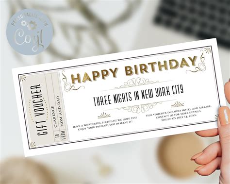 Elegant Birthday Gift Certificate Template / Editable - Etsy Australia