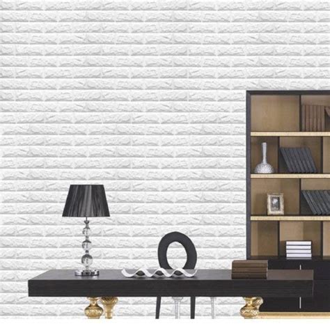 SkyWalls White 3D Brick Large Self Adhesive 3D Brick Wallpaper (White ...