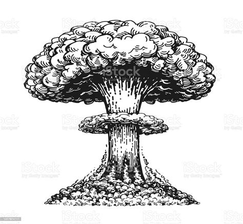 Nuclear Explosion Atomic Bomb Mushroom Cloud Sketch Radiation And ...