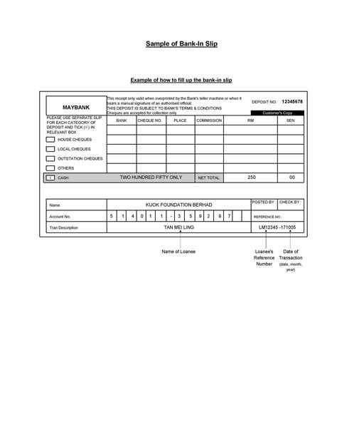 Bank Deposit Slips Template