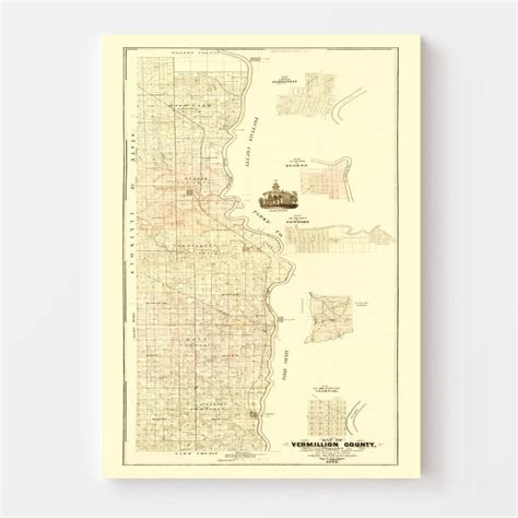 Vintage Map of Vermillion County, Indiana 1872 by Ted's Vintage Art