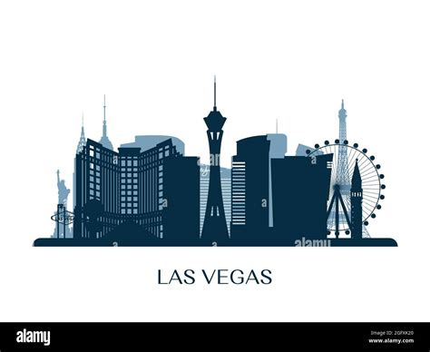 Las Vegas skyline, monochrome silhouette. Vector illustration Stock ...