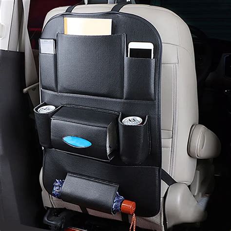 Car Organizer Car Seat Back Storage Bag Travel Box Multi pocket PU ...