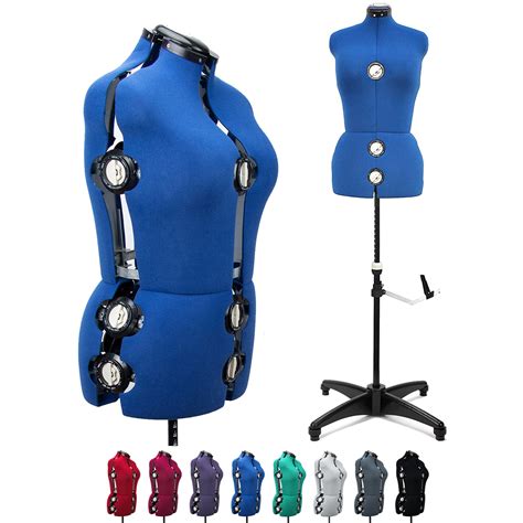 Blue 13 Dials Female Fabric Adjustable Mannequin Dress Form for Sewing ...