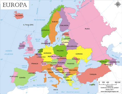 Mapa de Europa con el Cáucaso y Turquía | DESCARGAR MAPAS