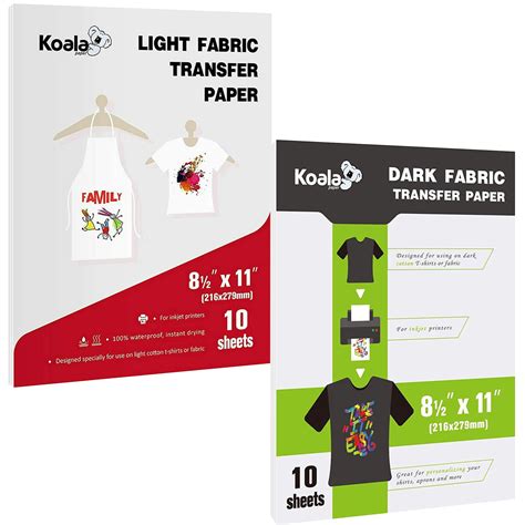 KOALA Inkjet Iron-on T-Shirt Transfer Paper for Dark + Light Color ...