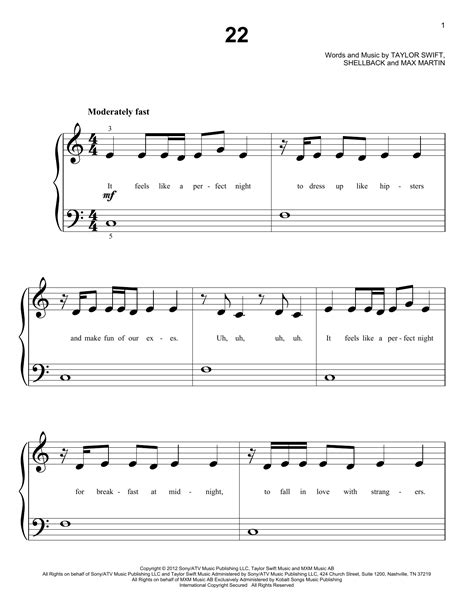 Taylor Swift 22 Sheet Music Notes, Chords | Taylor swift 22, Sheet ...