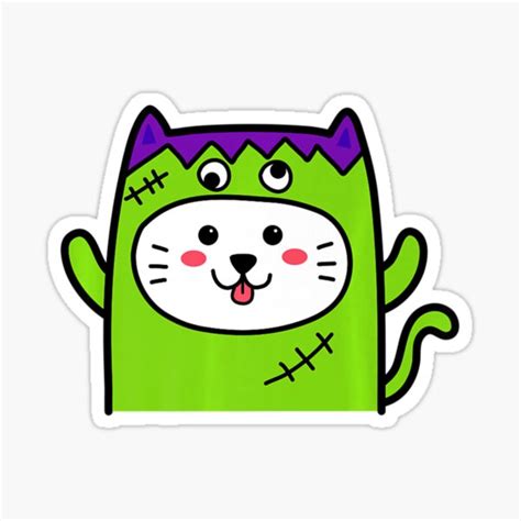 "Cute Cat In Monster Kawaii Halloween Costume Kitty" Sticker for Sale ...