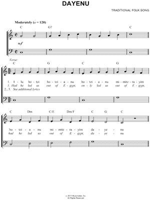 "Dayenu" Sheet Music - 2 Arrangements Available Instantly - Musicnotes