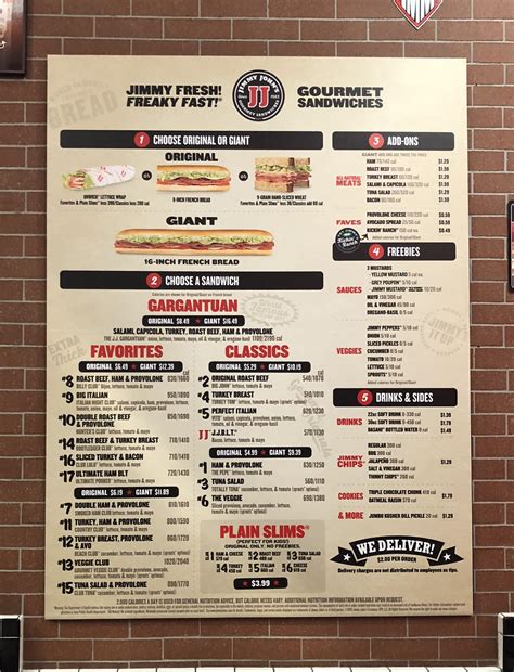 Jimmy John's Printable Menu