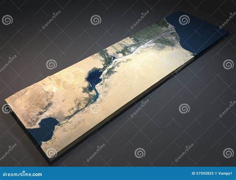 Suez Canal in 3d, Satellite View, Egypt Stock Illustration ...