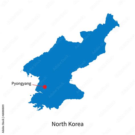 Detailed vector map of North Korea and capital city Pyongyang Stock ...