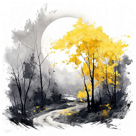 Autumn Forest under the Moon's Glow - Watercolor Autumn Art Painting by ...