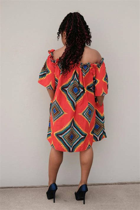 African Women Ankara With Bold Print Knee Length off Shoulder - Etsy