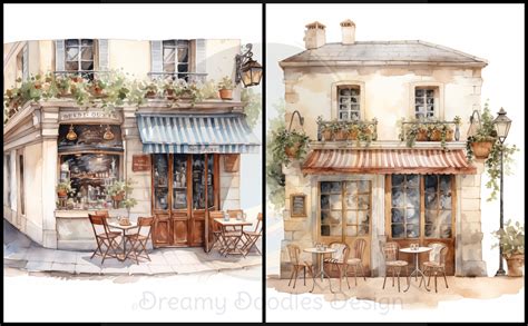 Watercolor French Cafe Clipart - Etsy