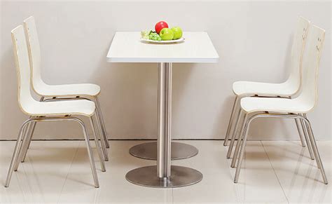 Fast Food Table | Square Table With Stainless Steel Base