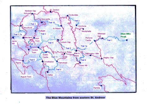 Blue Mountains Jamaica Map - Cities And Towns Map