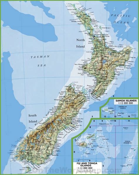 Map of New Zealand with cities and towns | Map of new zealand, New ...