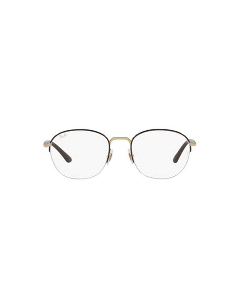 Ray-Ban Rx6487 Square Prescription Eyewear Frames in Brown on Gold ...