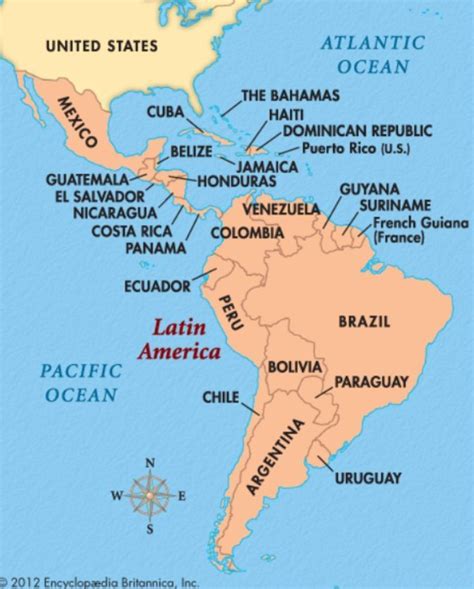 Map of Latin America, Central America: Cuba, Costa Rica, Dominican ...