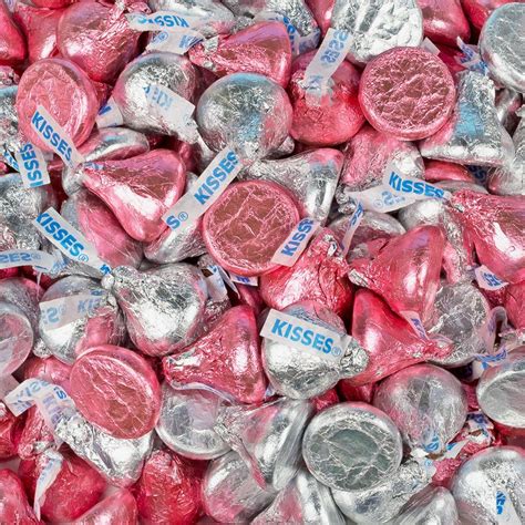 Light pink silver hershey s kisses foil wrapped bulk chocolate candy ...