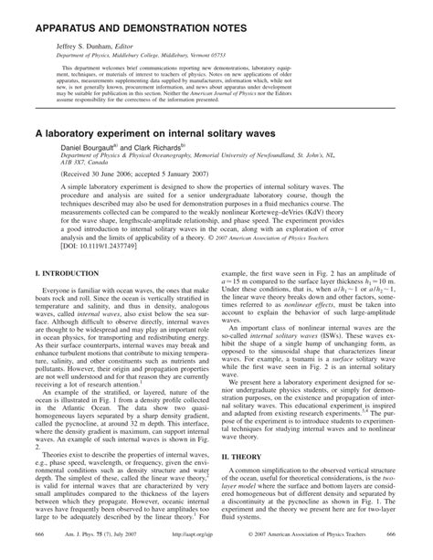 (PDF) A laboratory experiment on internal solitary waves