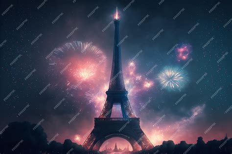 Premium Photo | Eiffel tower in paris with fireworks